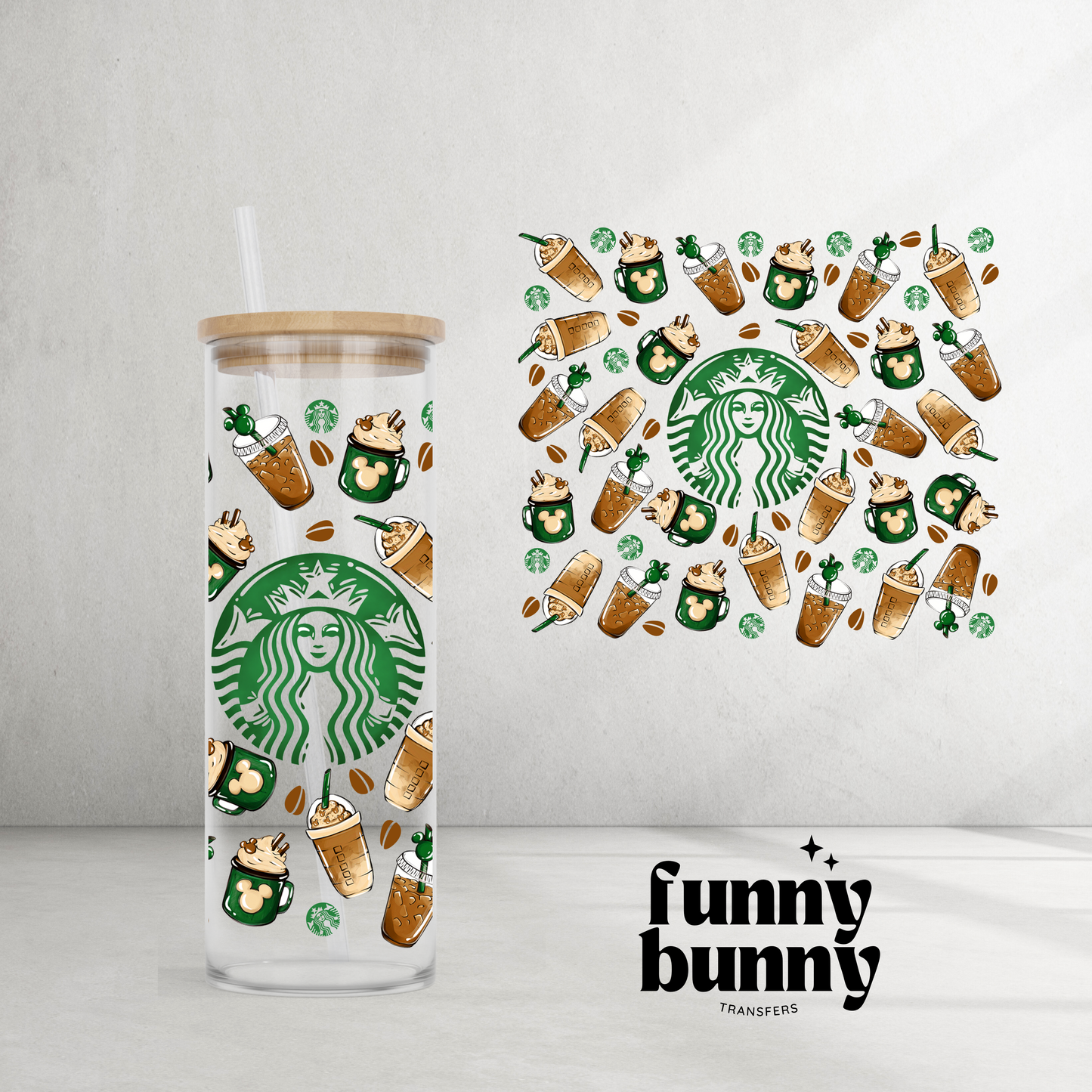 Mermaid coffee bucks - 25oz UVDTF Cup Wrap