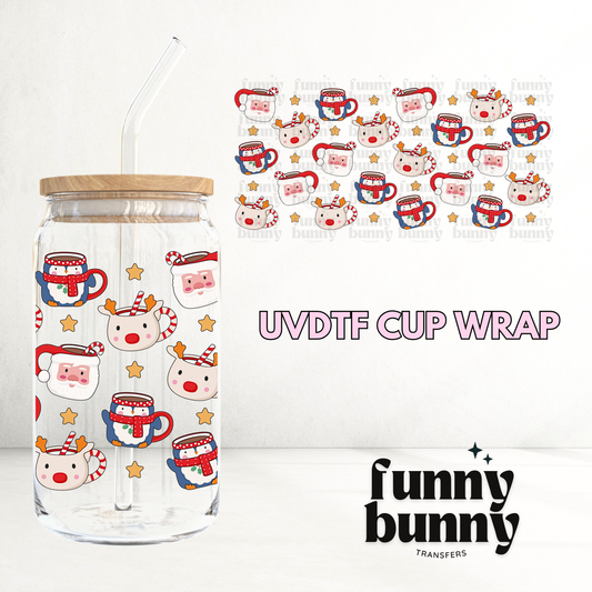 Merry Christmas Mugs - 16oz UVDTF Cup Wrap