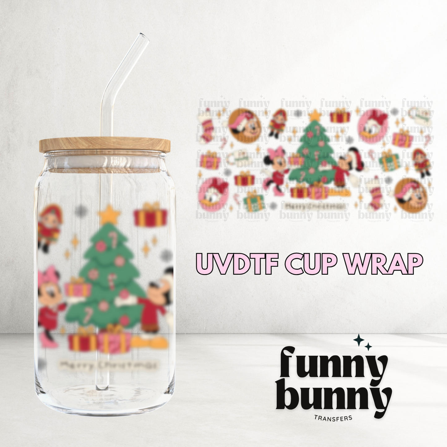 Merry Mouse Xmas - 16oz UVDTF Cup Wrap