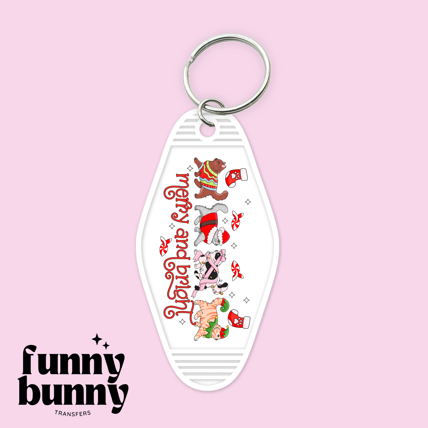 Merry & Bright Cat - Motel Keychain