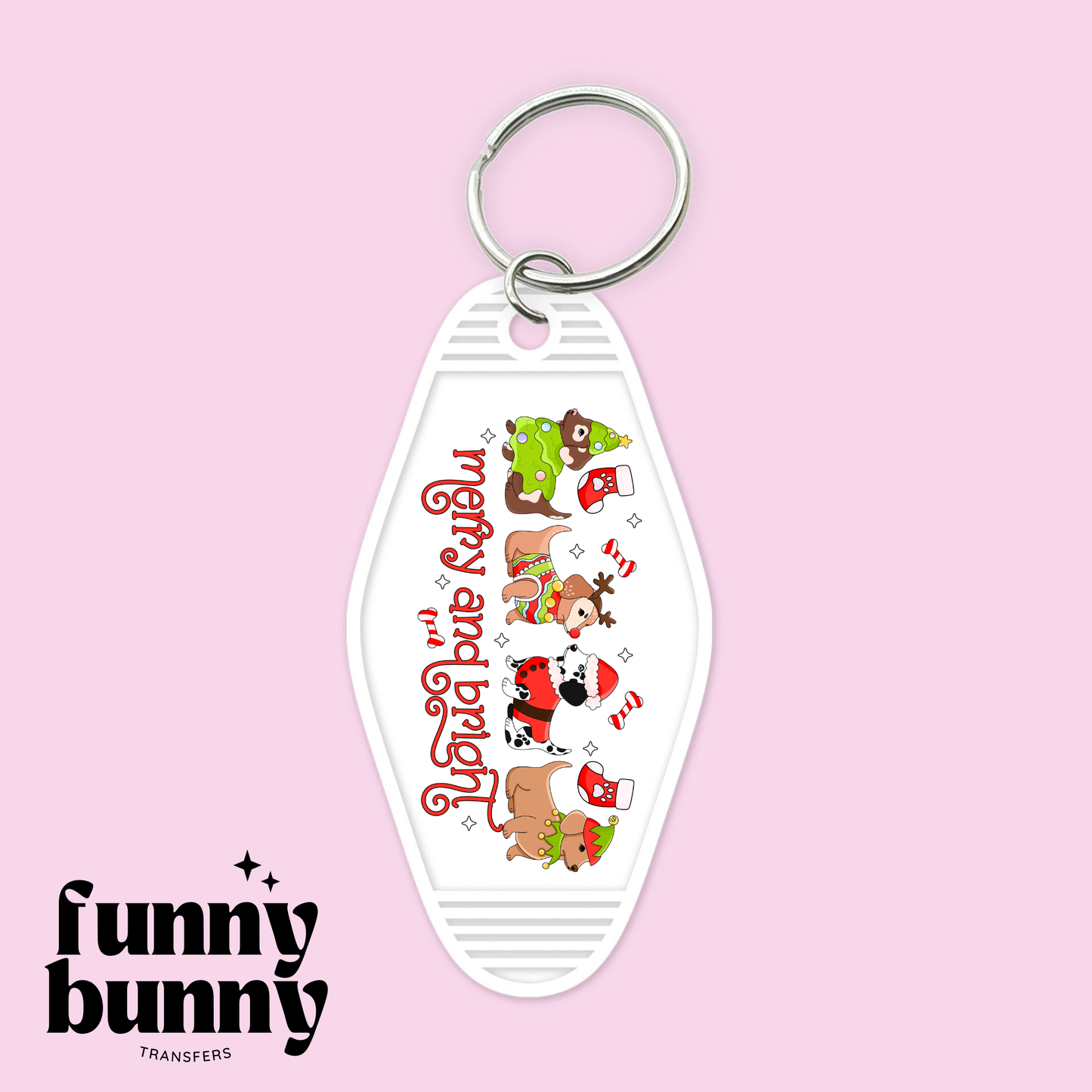 Merry & Bright Dog - Motel Keychain