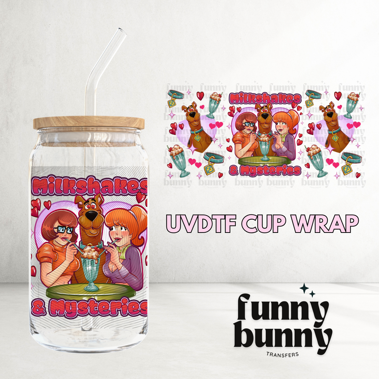 Milkshakes & Mysteries - 16oz UVDTF Cup Wrap