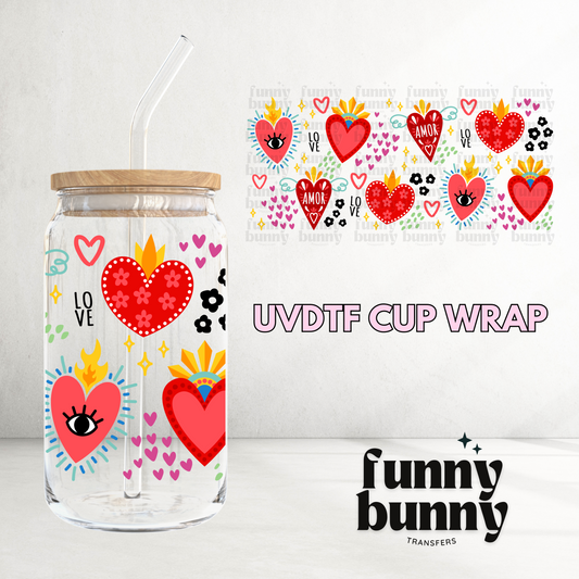 Mexican Hearts  - 16oz UVDTF Cup Wrap