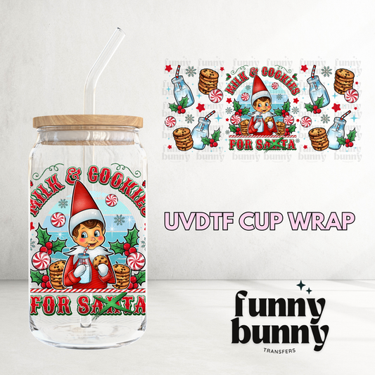 Milk & Cookies Elf Boy - 16oz UVDTF Cup Wrap