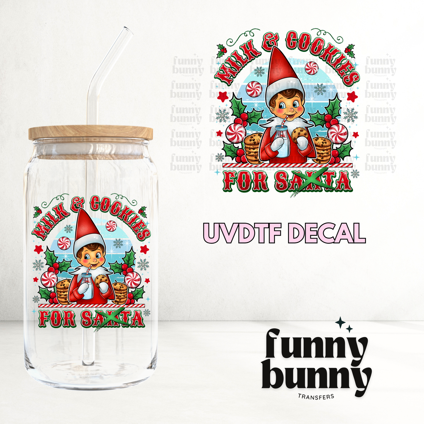 Milk & Cookies Elf Boy - UVDTF Decal