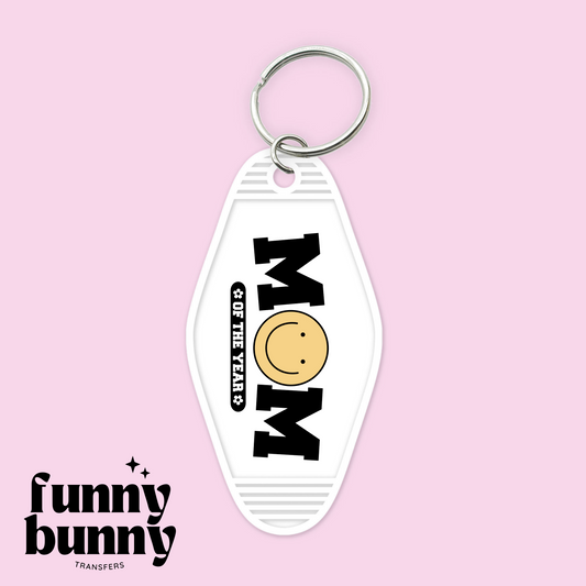 Mom Of The Year Smiley - Motel Keychain