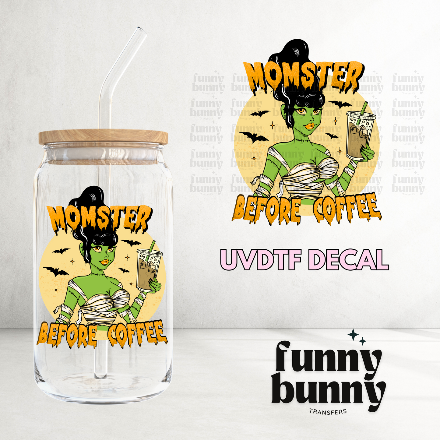 Monster Before Coffee  - UVDTF Decal