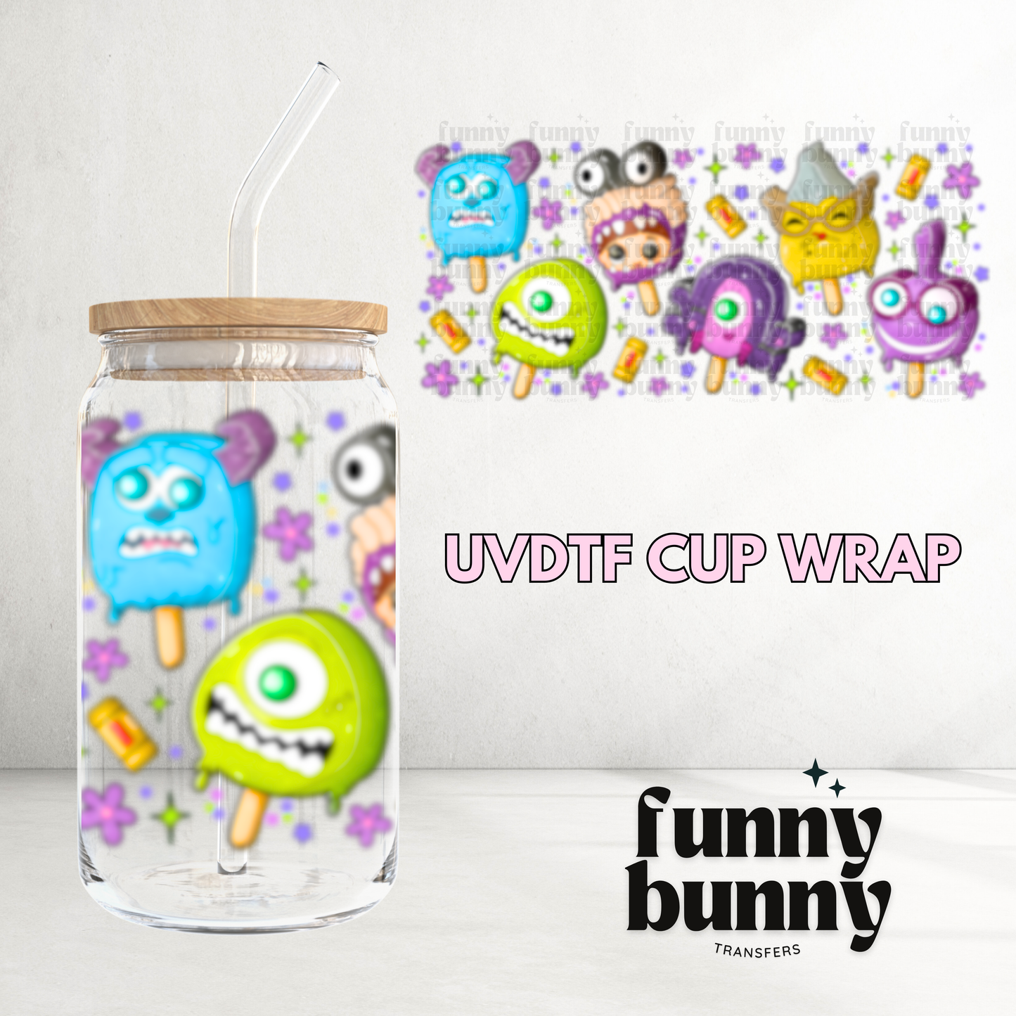 Monsters Popsicle - 16oz UVDTF Cup Wrap