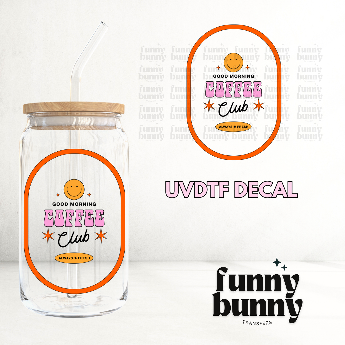 Morning Coffee Club Orange - UVDTF Decal