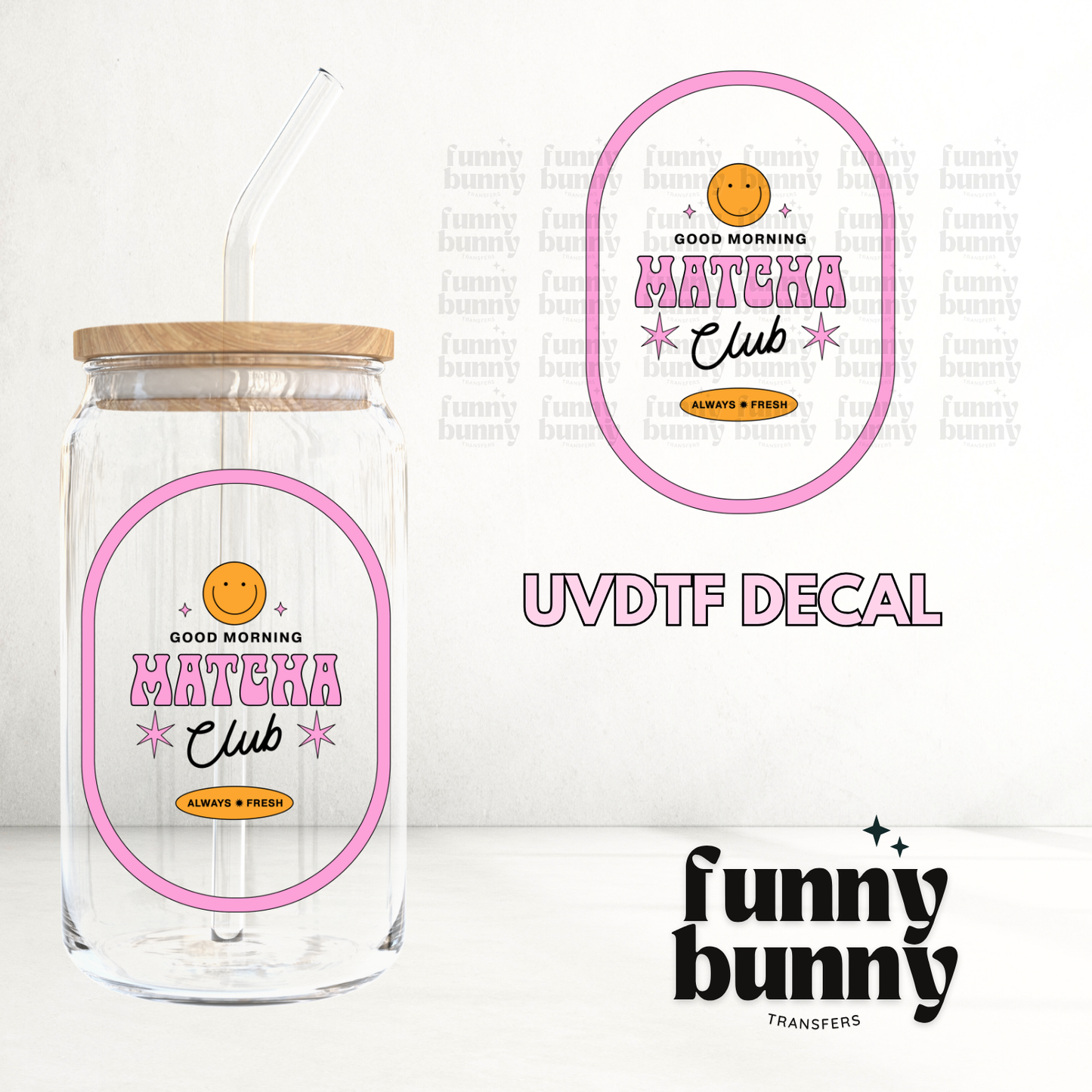 Morning Matcha Club Pink - UVDTF Decal