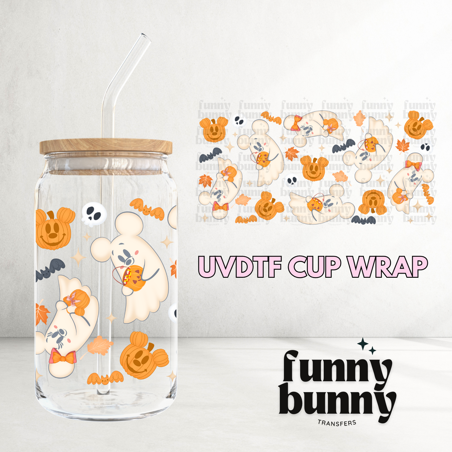 Mouse Ghost Cuties - 16oz UVDTF Cup Wrap