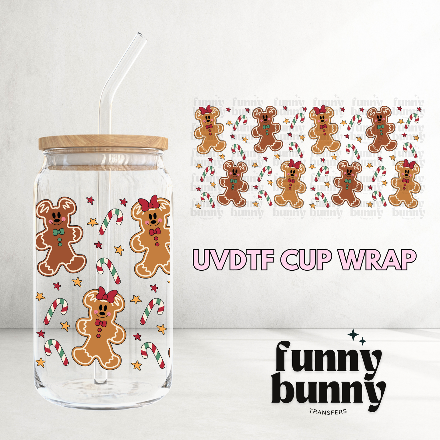 Mouse Ginger Bread - 16oz UVDTF Cup Wrap