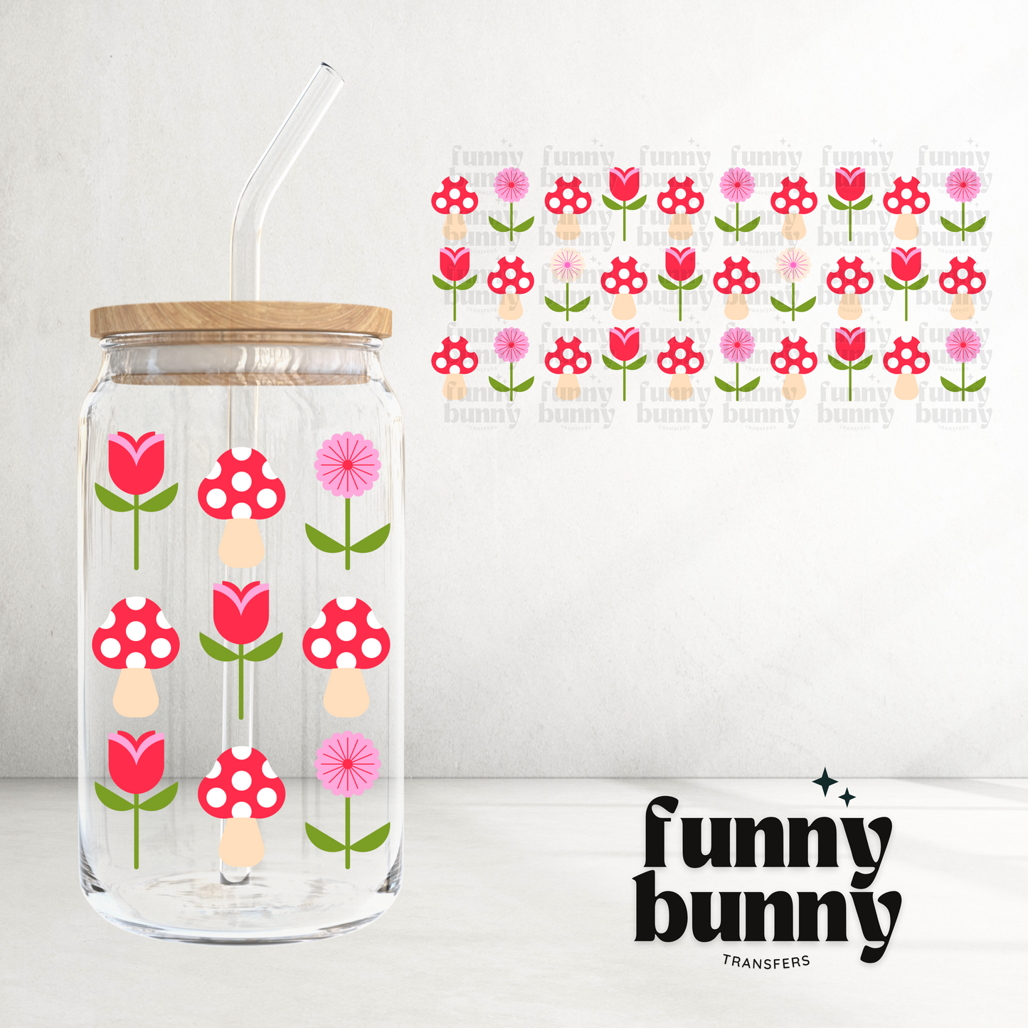 Mushroom Tulips - 16oz UVDTF Cup Wrap