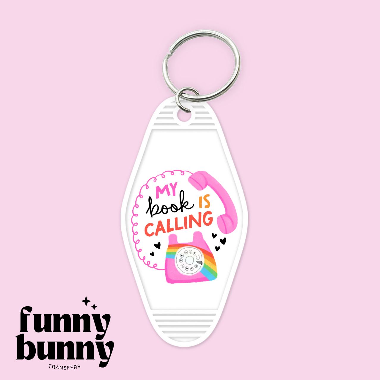 My Book Is Calling - Motel Keychain