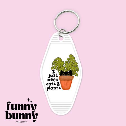 Need Cats & Plants - Motel Keychain