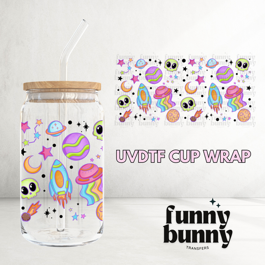 Neon Alien Star - 16oz UVDTF Cup Wrap