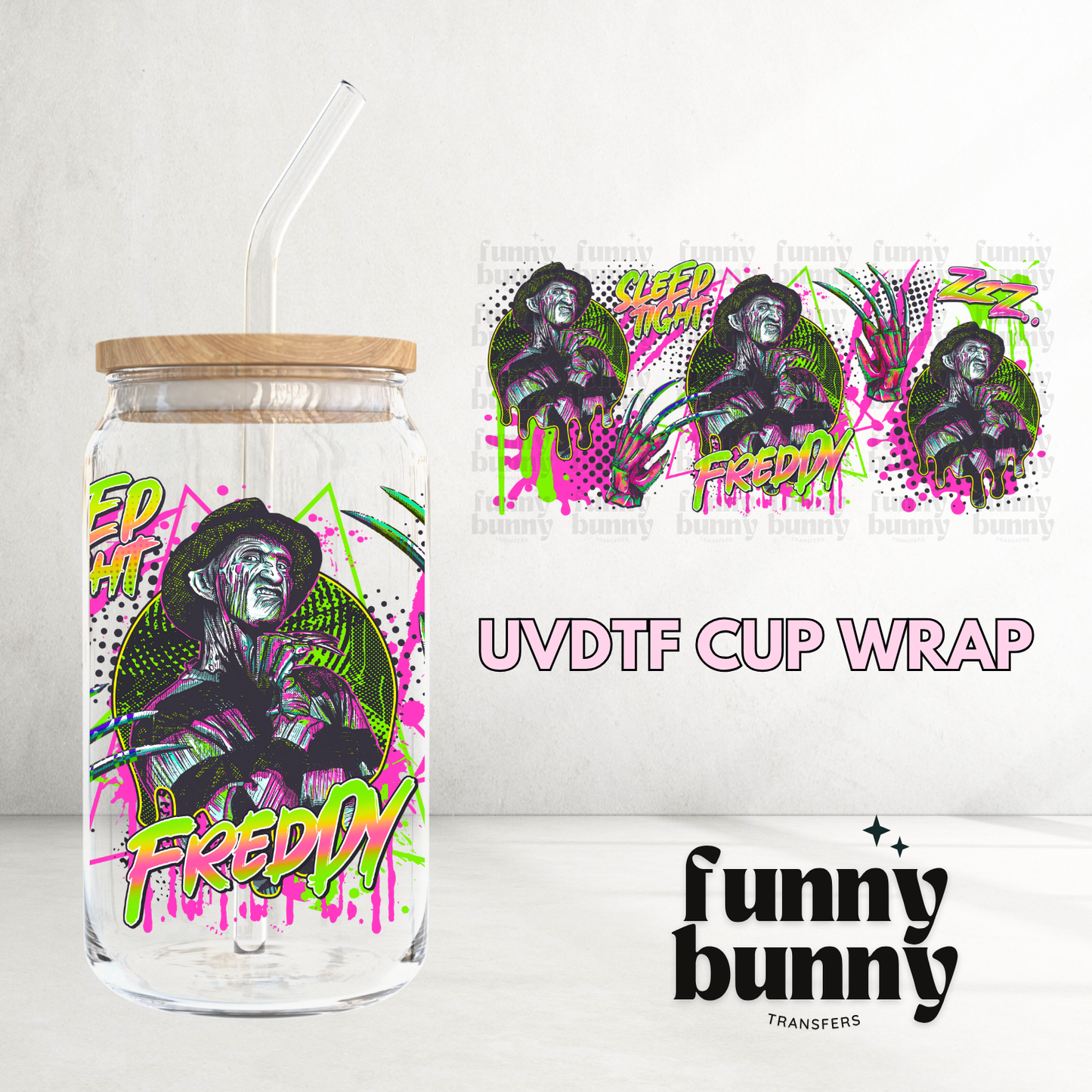Neon Freddy - 16oz UVDTF Cup Wrap