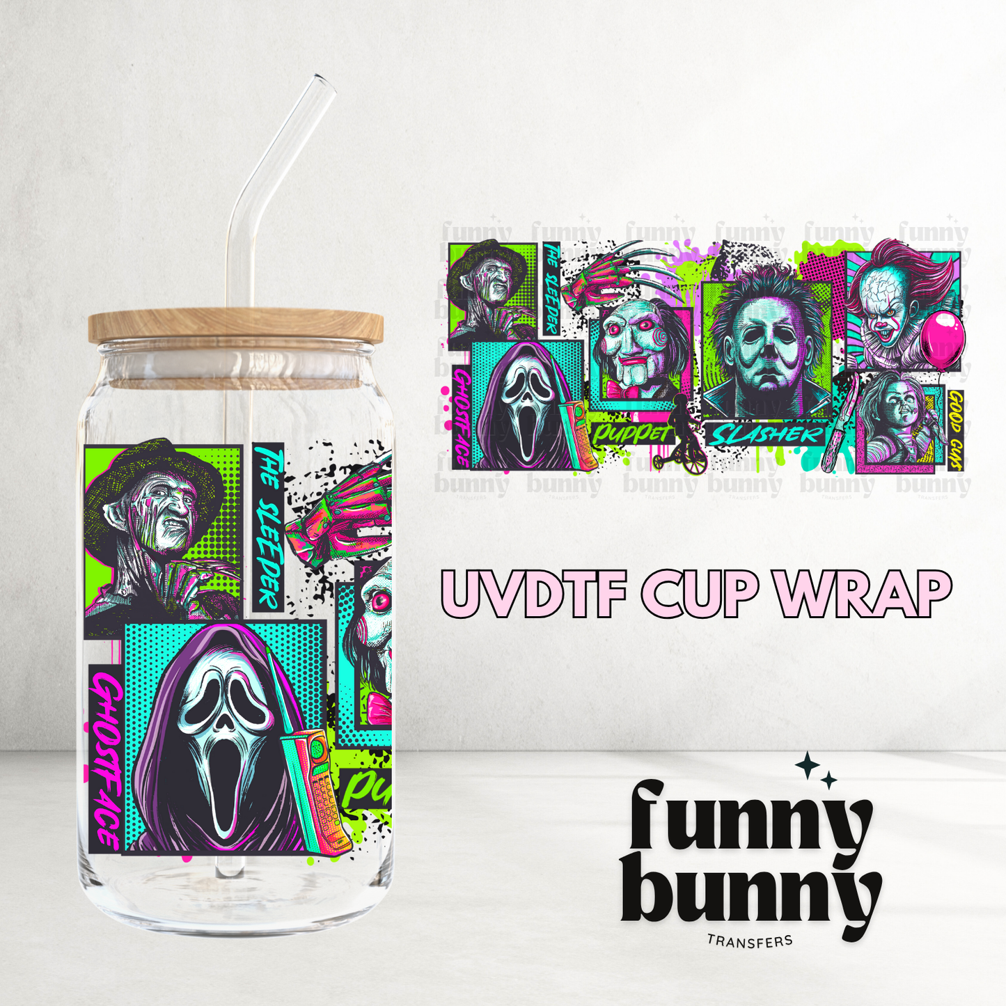 Neon Horror Squad - 16oz UVDTF Cup Wrap