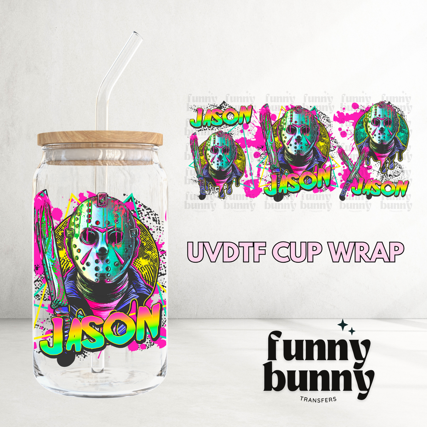 Neon Jason - 16oz UVDTF Cup Wrap