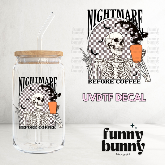 Nightmare Skeleton Before Coffee - UVDTF Decal