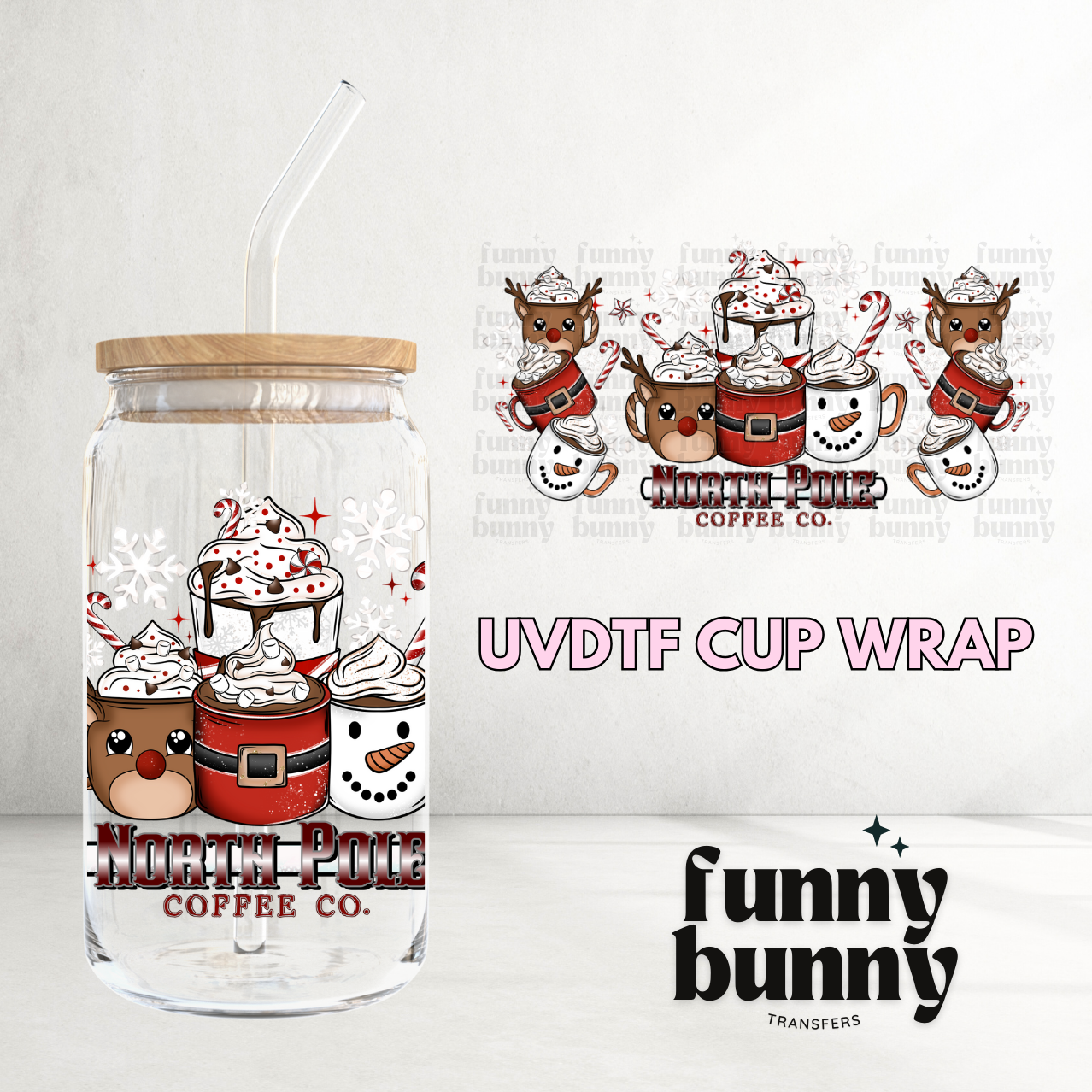 North Pole Coffee Co - 16oz UVDTF Cup Wrap