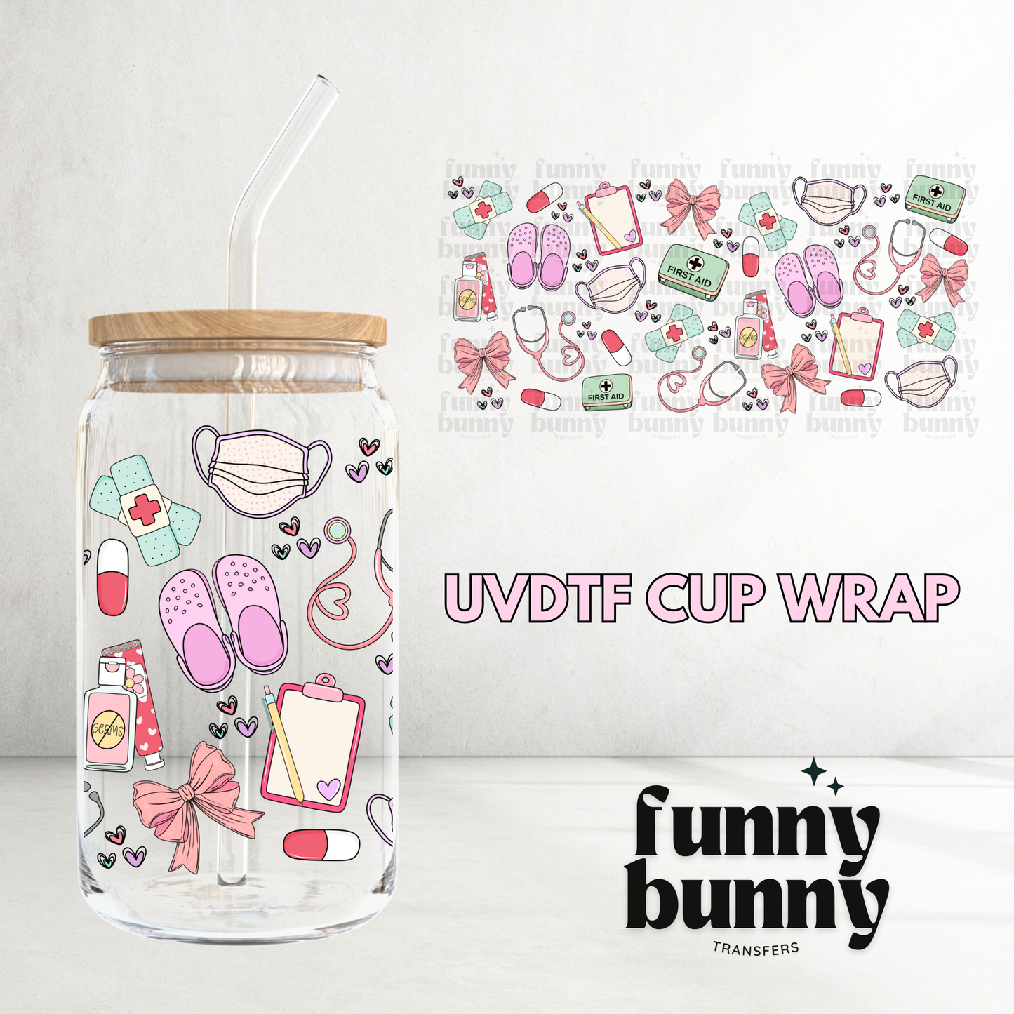 Nurse First Aid Kit - 16oz UVDTF Cup Wrap