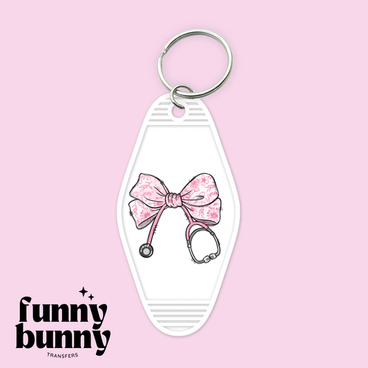 Nurse Flower Pink Bow - Motel Keychain