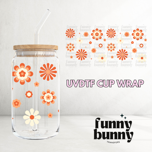 Orange Flower Power - 16oz UVDTF Cup Wrap