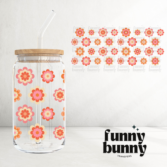 Orange Spring Flowers -  16oz UVDTF Cup Wrap