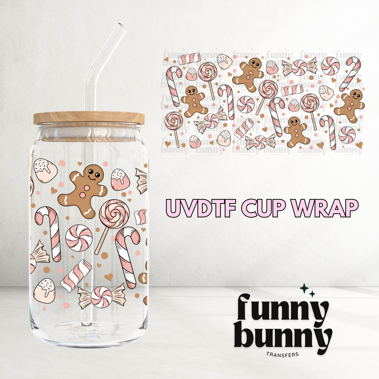 Pastel Gingerbread - 16oz UVDTF Cup Wrap