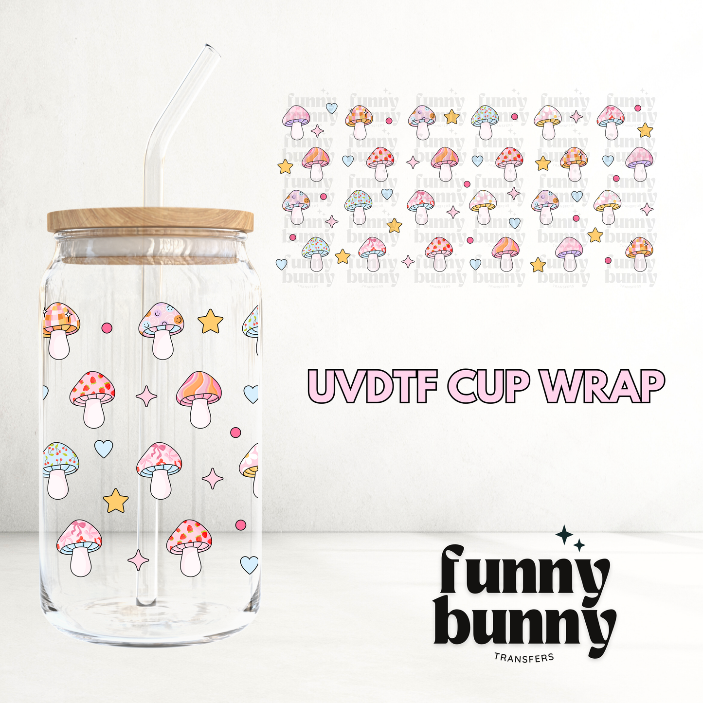 Pastel Mushies - 16oz UVDTF Cup Wrap