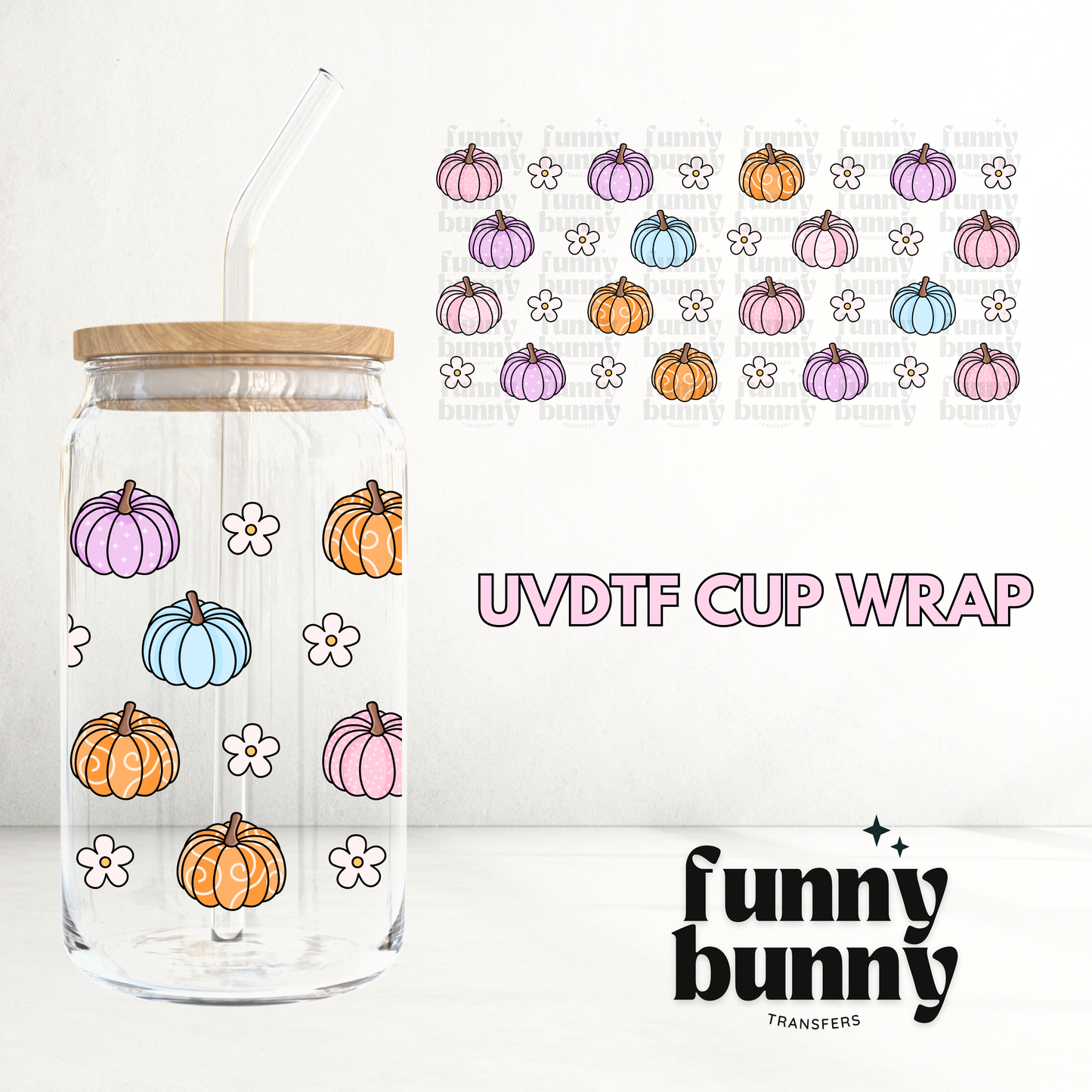 Multi Color Pumpkins - 16oz UVDTF Cup Wrap