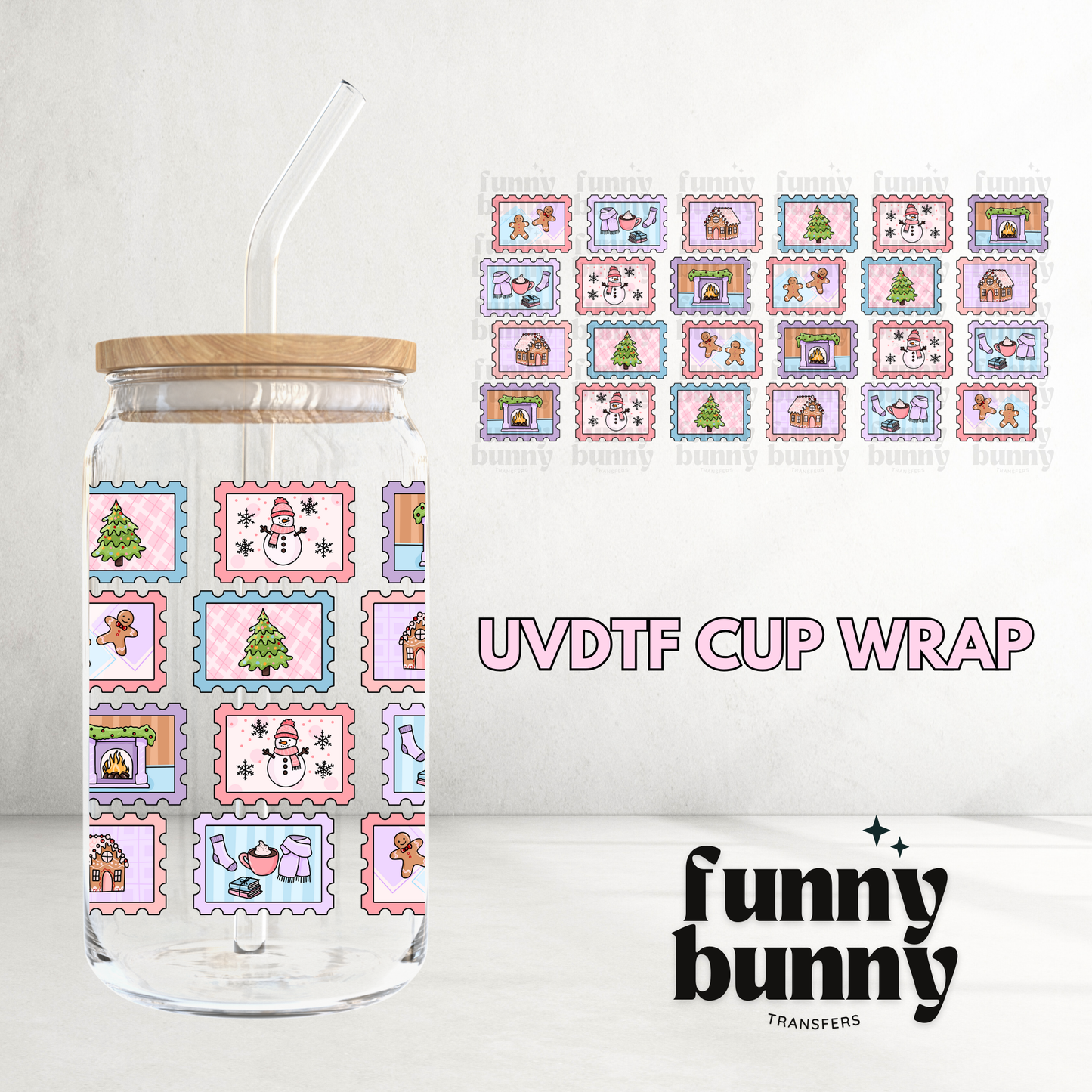 Pastel Stamps - 16oz UVDTF Cup Wrap