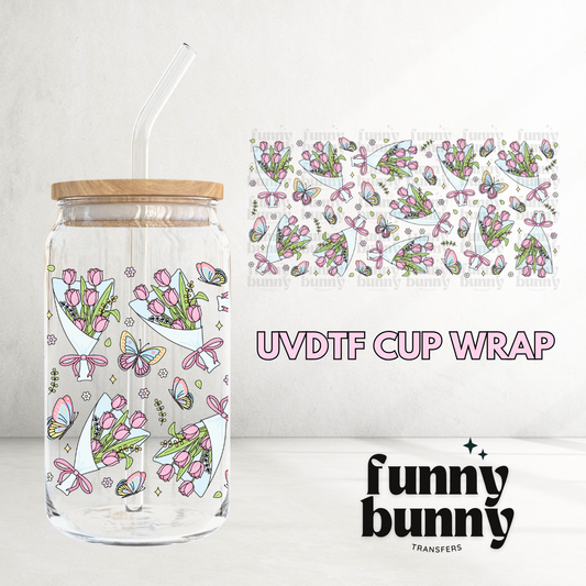 Pastel Tulip Bouquet - 16oz UVDTF Cup Wrap