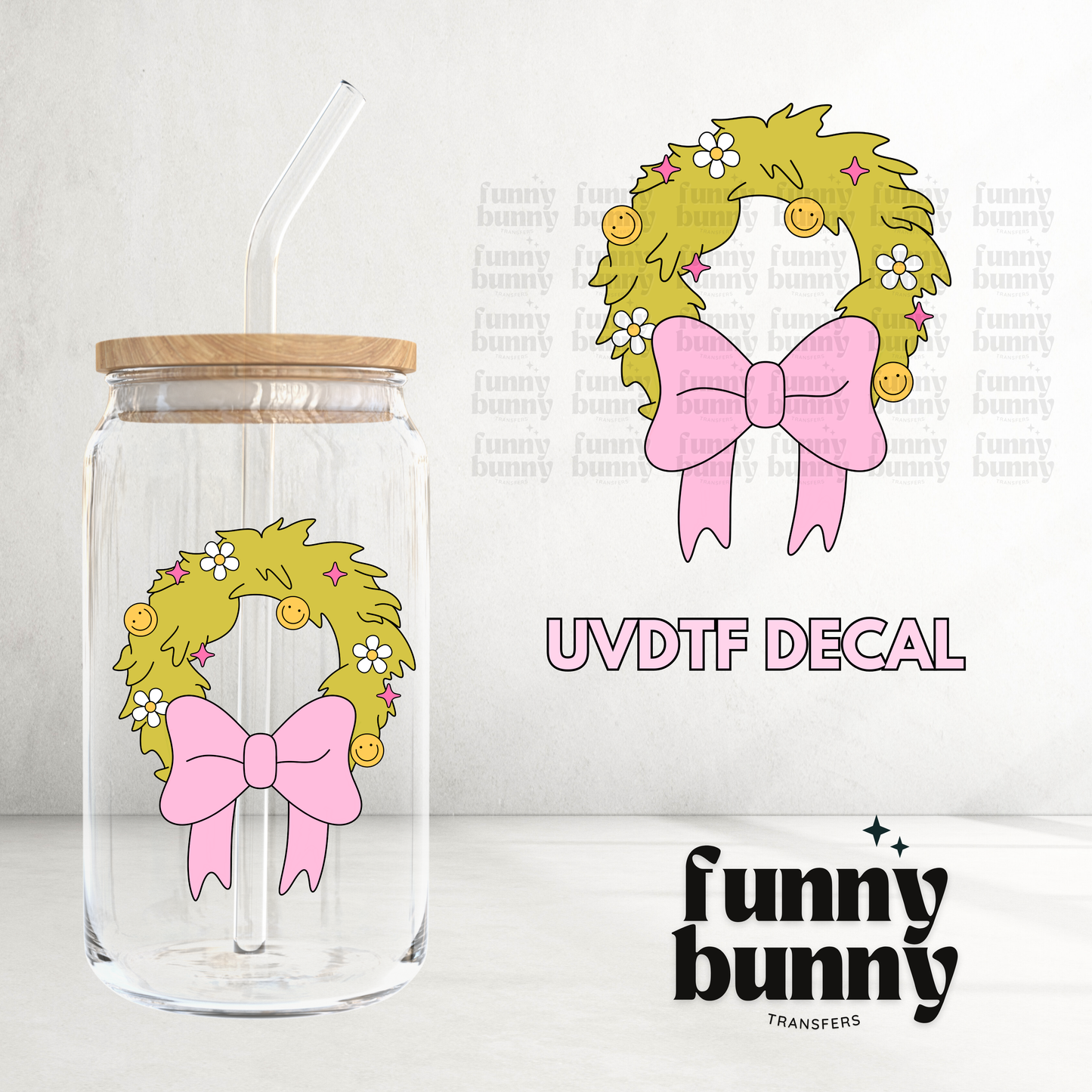 Pastel Xmas Wreath - UVDTF Decal