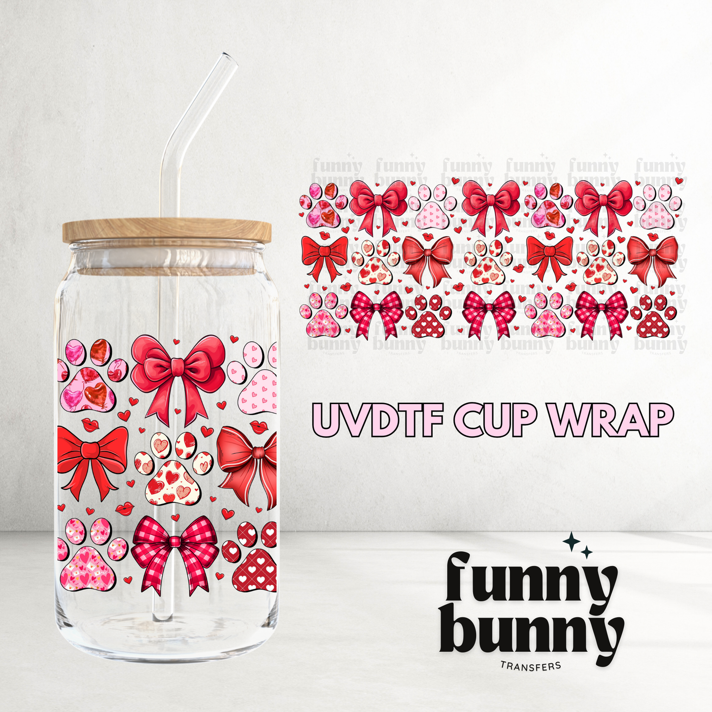 Paw Valentine - 16oz UVDTF Cup Wrap