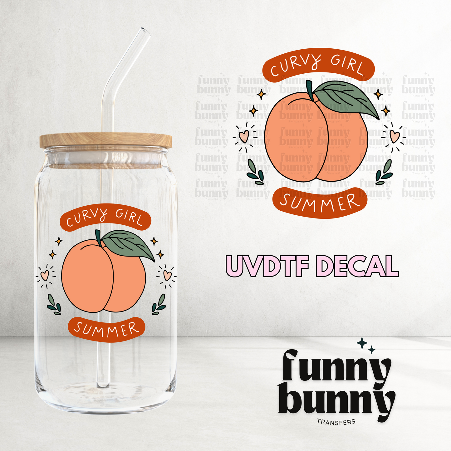 Peach Curvy Girl Summer - UVDTF Decal