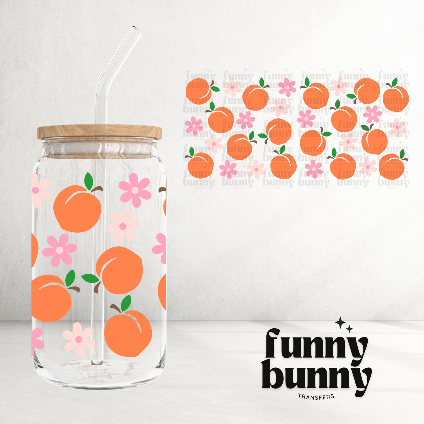 Peaches & Daisies - 16oz UVDTF Cup Wrap