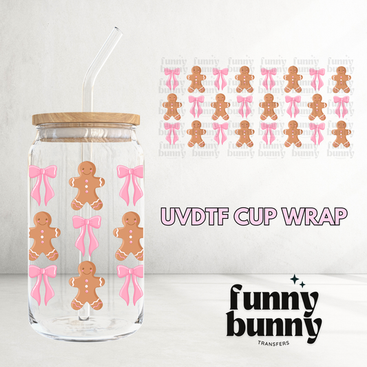 Pink Bow Gingerbreads - 16oz UVDTF Cup Wrap