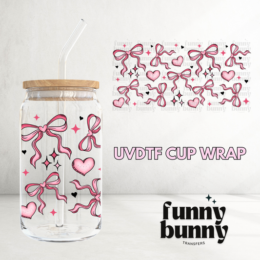 Pink Bows & Hearts - 16oz UVDTF Cup Wrap