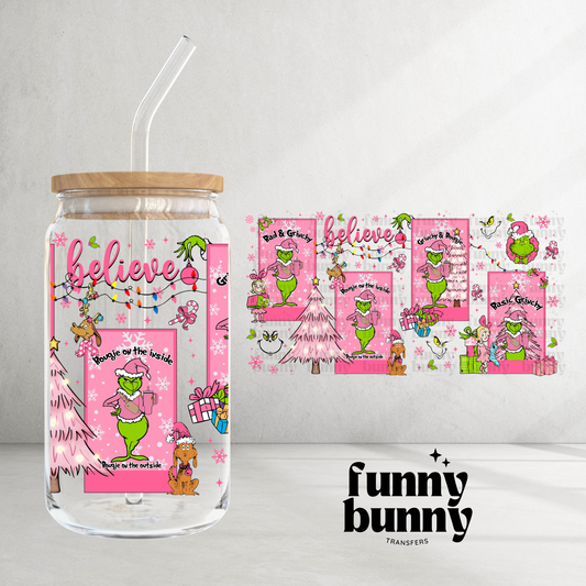 Pink Christmas Cards - 16oz UVDTF Cup Wrap