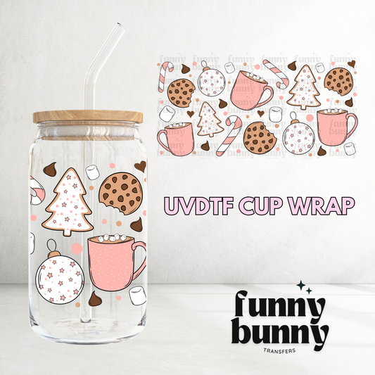 Pink Christmas Cookies - 16oz UVDTF Cup Wrap