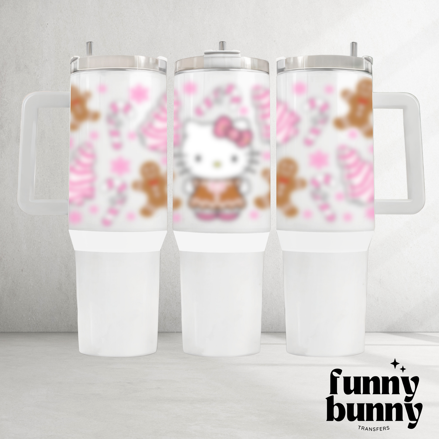 Pink Christmas Kitty - 40oz UVDTF Tumbler Wrap