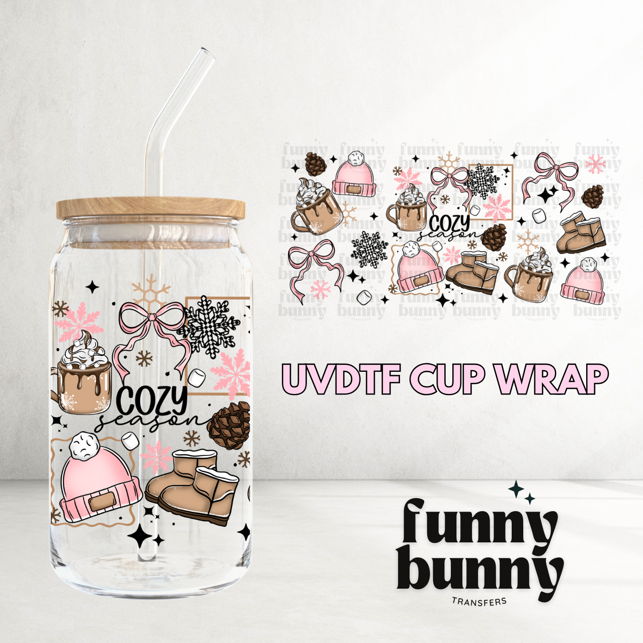 Pink Cozy Season 2.0 - 16oz UVDTF Cup Wrap