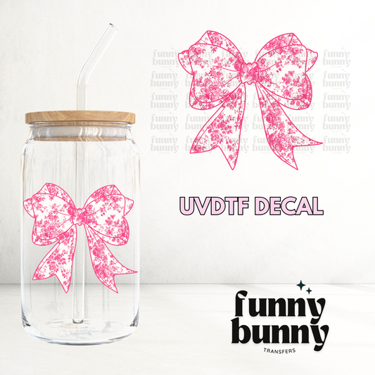 Pink Floral Bow - UVDTF Decal