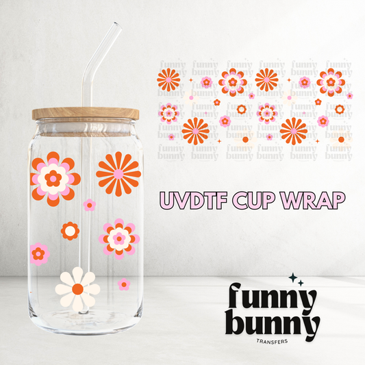 Pink Flower Power - 16oz UVDTF Cup Wrap