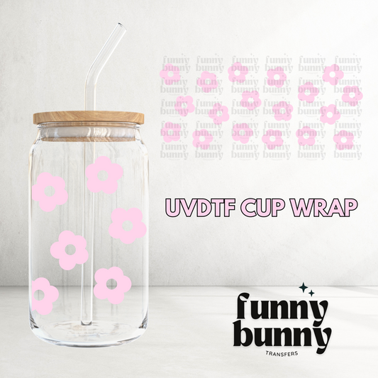 Pink Flowers - 16oz UVDTF Cup Wrap