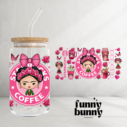 Pink Frida Coffee - 16oz UVDTF Cup Wrap