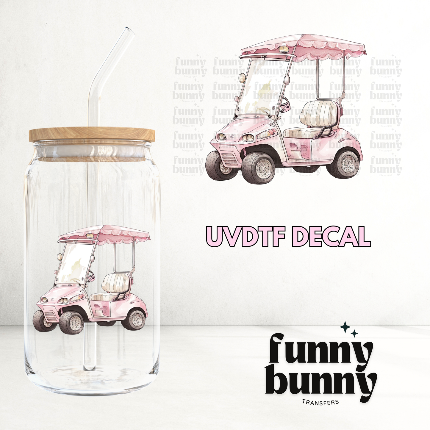 Pink Girly Golf Cart - UVDTF Decal