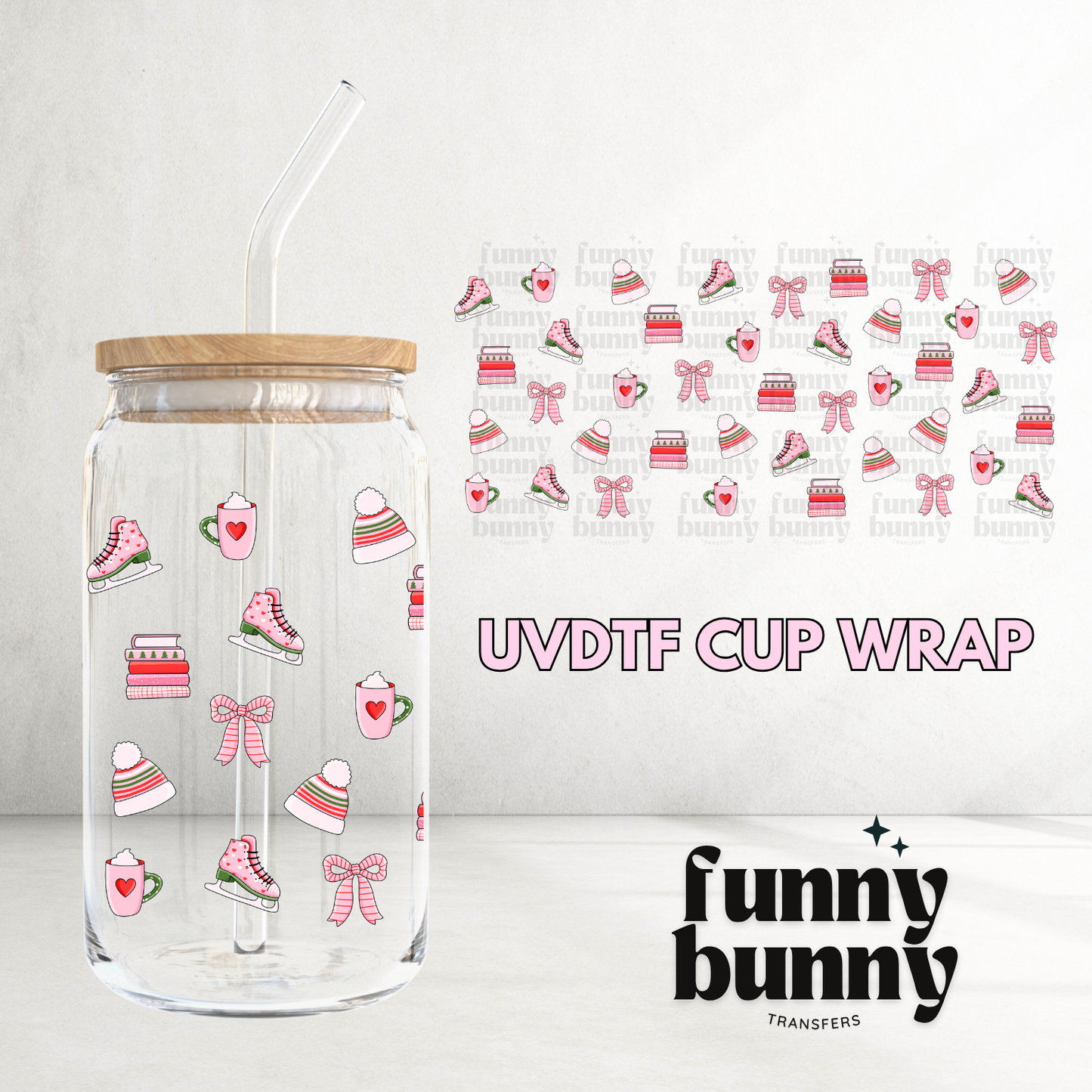 Pink Holiday Essentials - 16oz UVDTF Cup Wrap